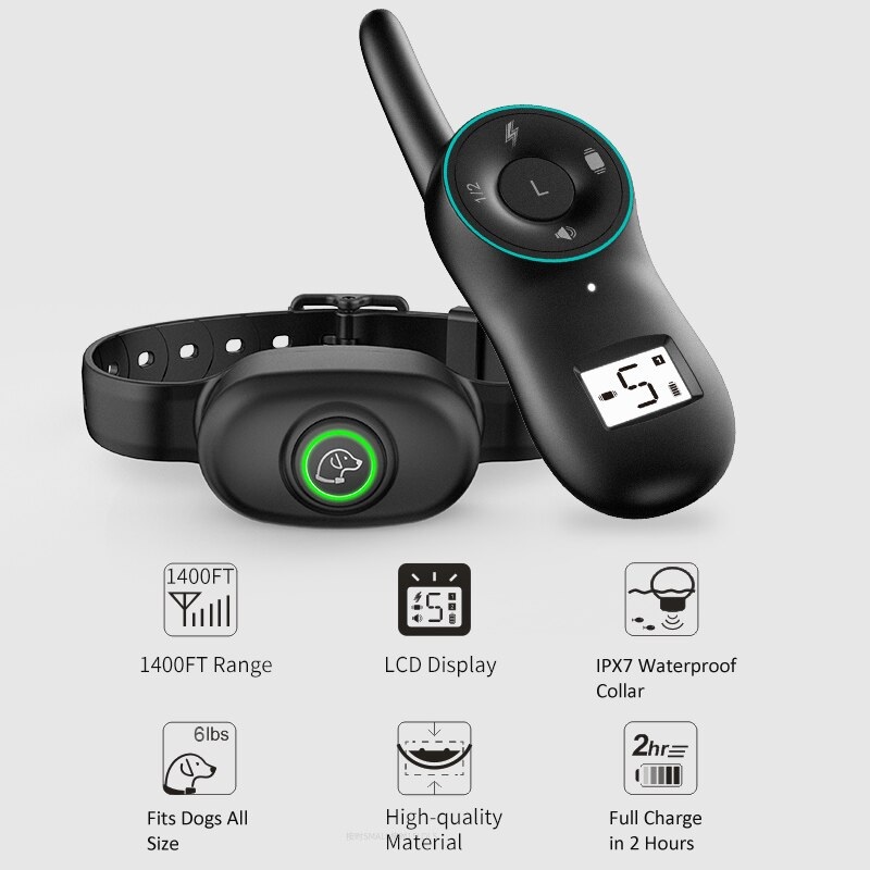 Електронний нашийник дресирувальний для середніх собак з 3-ма видами впливу PET dog 400, чорний нашийник