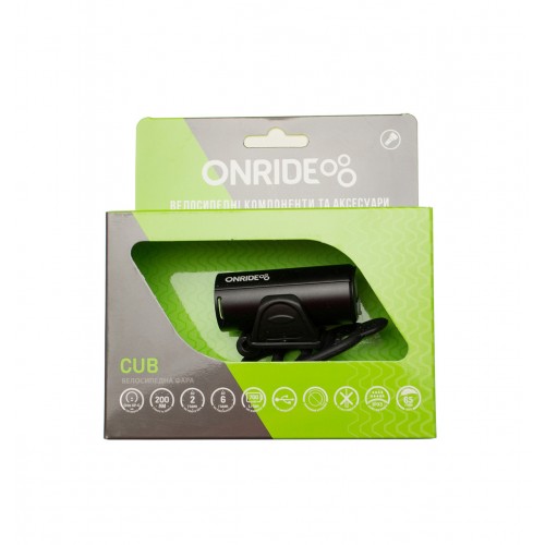 Передній ліхтар ONRIDE Cub USB 200 Lm Чорний в інтернет супермаркеті PbayMarket!