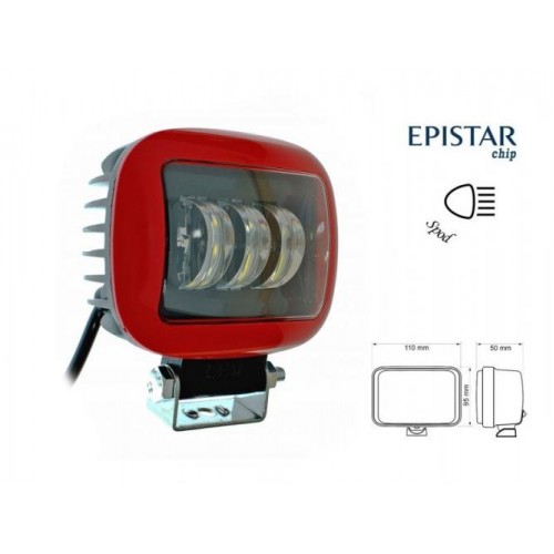 Світлодіодна фара AllLight 30W(A) 3chip spot 9-30V (RED)