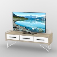 Тумба під телевізор Тиса Мебель ТВ-321 Дуб сонома Білий 60x44x140 см Тумба під телевізор Тиса Мебель ТВ-321 Дуб сонома Білий 60x44x140 см