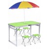Стіл для пікніка розкладний зі стільцями посилений 4life 120х60х55/60/70 см із Парасолькою 180 см у подарунок 3 режими висоти Зелений