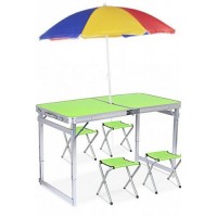 Стіл для пікніка розкладний зі стільцями посилений 4life 120х60х55/60/70 см із Парасолькою 180 см у подарунок 3 режими висоти Зелений Стіл для пікніка розкладний зі стільцями посилений 4life 120х60х55/60/70 см із Парасолькою 180 см у подарунок 3 режими висоти Зелений
