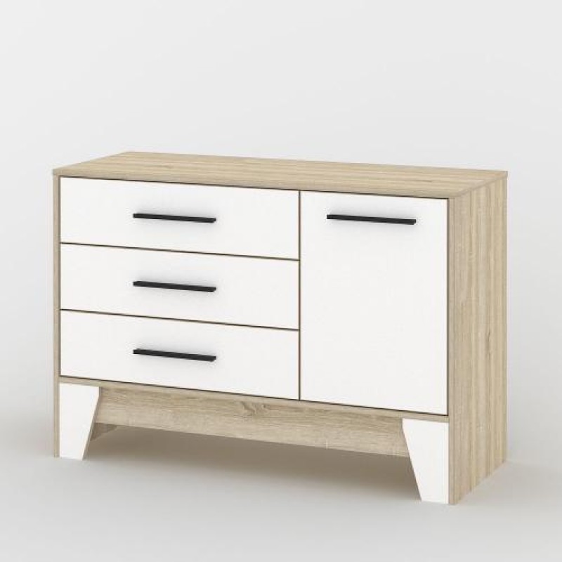 Комод Тиса Мебель 107 Дуб сонома Білий 77x40x112 см