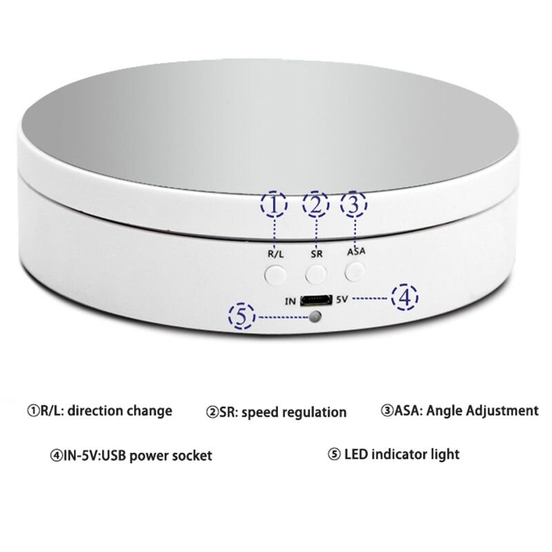 Поворотний стіл для предметної фотозйомки і демонстрації предметів з 3-ма швидкостями Bakeey 13W, діаметром 13 см, білий