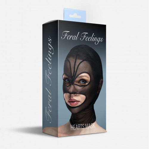 Маска серце сітка з відкритим ротом та очима Feral Feelings - Hearts Mask Black/Black в інтернет супермаркеті PbayMarket!