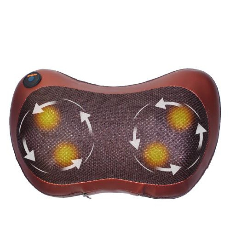 Масажна подушка роликовий інфрачервоний масажер для шиї та спини Inspire 053P Коричневий