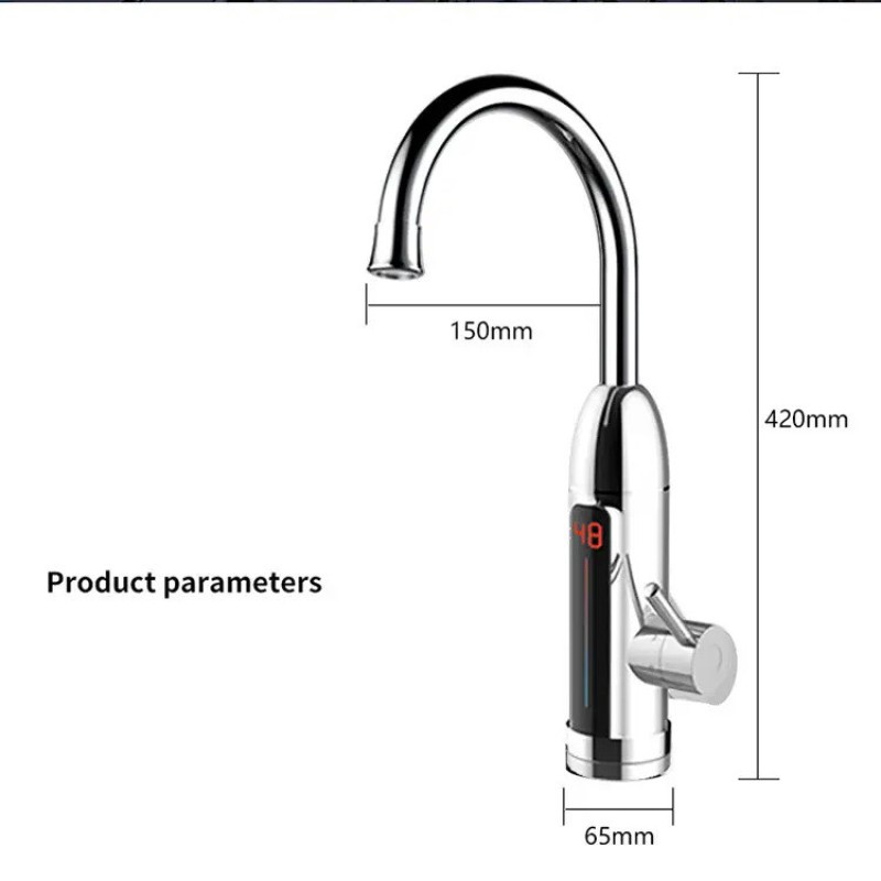 Проточний водонагрівач з екраном Delimano хром пластик RX-012 Підключення знизу