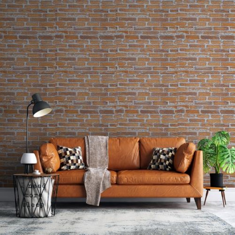 Самоклеюча декоративна 3D панель під руду катеринославську цеглу в рулоні 20 м 3D Loft 20000x700x3мм