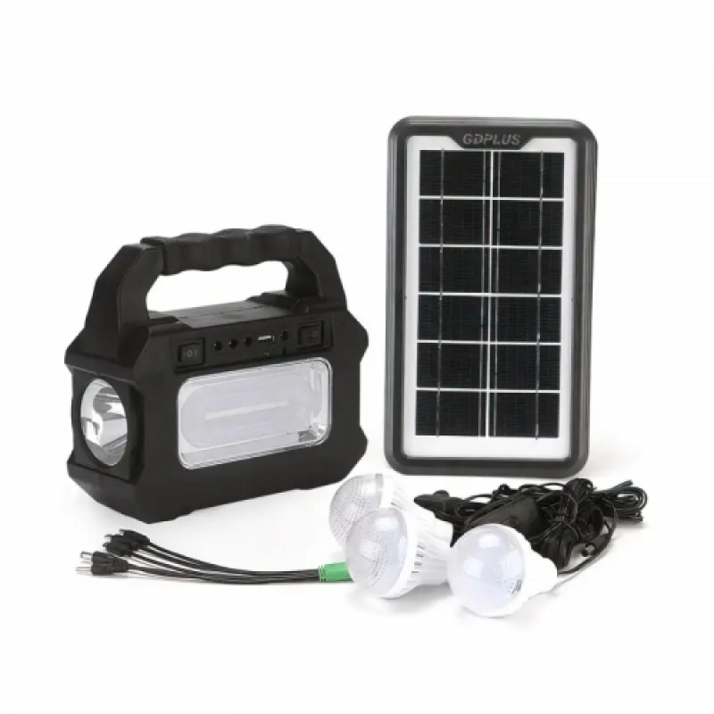 Ручний прожектор ліхтар із повербанком GDPlus GD-8080 4000 мА/год із сонячною панеллю/лампою (1988420937)
