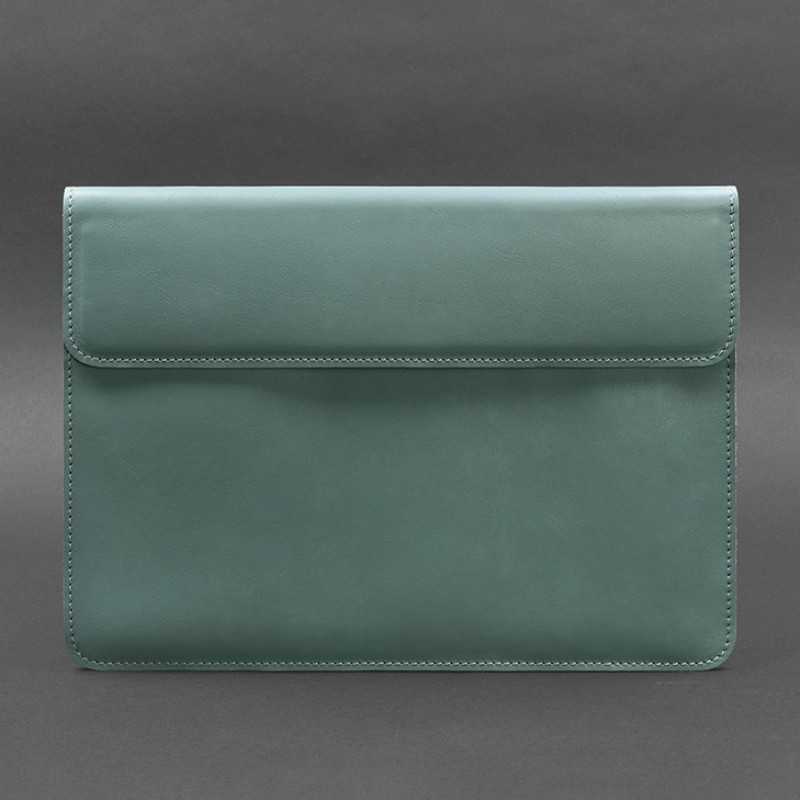 Шкіряний чохол-конверт на магнітах для MacBook 14 Бірюзовий BlankNote