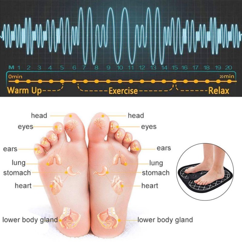 Масажний електричний килимок для ніг Foot Massager EMS Чорний