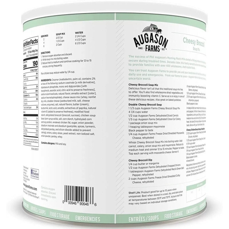 Сирний суп із броколі сублімований з великим терміном придатності 10 років Augason Farms, 33 порції