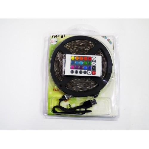 Світлодіодна стрічка RIAS 5050 LED RGB в бухті 5м різнобарвна 5V USB Bluetooth (4_00561)