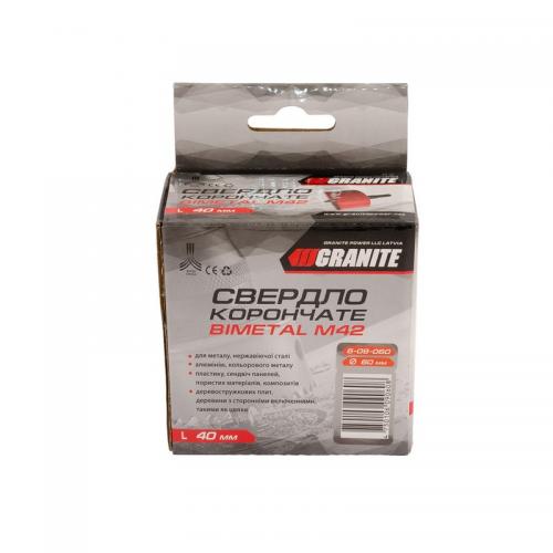 Свердло корончате GRANITE біметалічний HSS M42 60 мм 6-09-060 Свердло корончате GRANITE біметалічний HSS M42 60 мм 6-09-060