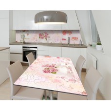 Наклейка 3Д вінілова на стіл Zatarga «Квітковий вінтаж» 600х1200 мм для будинків, квартир, столів, кав'ярень