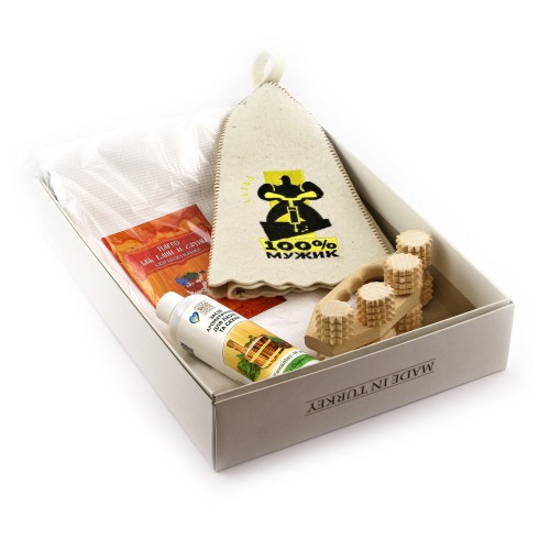 Подарунковий набір для сауни Sauna Pro №13 100% Чоловік (N-145) Подарунковий набір для сауни Sauna Pro №13 100% Чоловік (N-145)