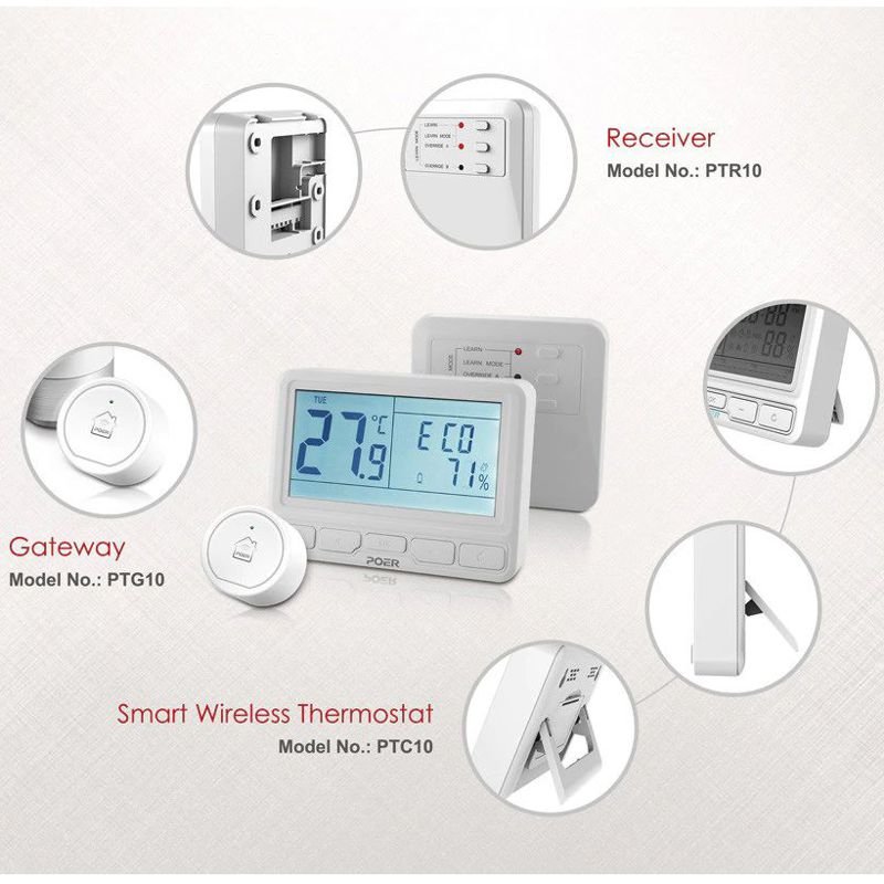 Бездротовий термостат з wifi терморегулятором для котла і теплої підлоги Poer PTC10-WIFI