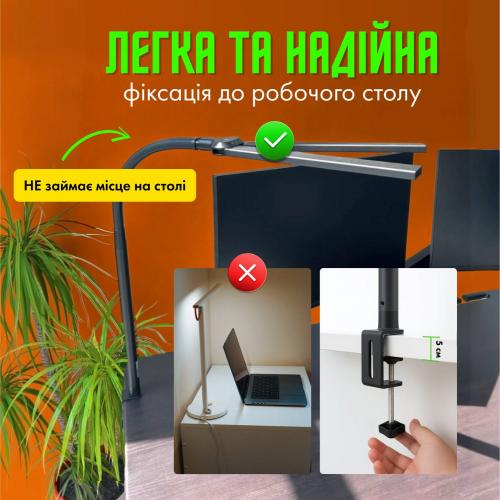 Настільна лампа No Brand 24W 2700-6500K Чорний (2LED-24W) Настільна лампа No Brand 24W 2700-6500K Чорний (2LED-24W)