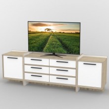 Тумба під телевізор Тиса Мебель ТВ-307 Дуб сонома Білий 67x42x210 см