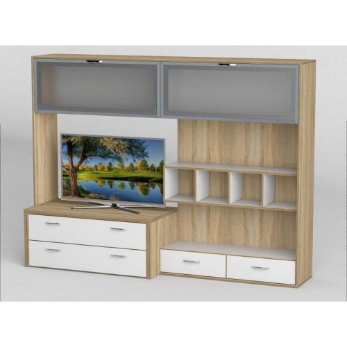 Стінка в вітальню Тиса Мебель Вітальня-116 Сонома Білий 1600x450x2420 мм Стінка в вітальню Тиса Мебель Вітальня-116 Сонома Білий 1600x450x2420 мм