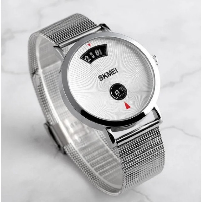 Чоловічий наручний годинник Skmei 1489 Сріблястий