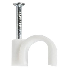 Скоба кабельна Polax кругла 20 мм з цвяхом, біла 100 шт. (37-128)