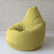 Безкаркасне крісло мішок груша з внутрішнім чохлом Coolki Велюр Жовтий XXL130x90