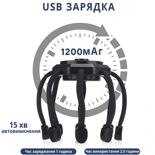 Масажер для голови акумуляторний 3D No Brand 8 головок 3 режими Чорний (MSGHDR-0039) Масажер для голови акумуляторний 3D No Brand 8 головок 3 режими Чорний (MSGHDR-0039)