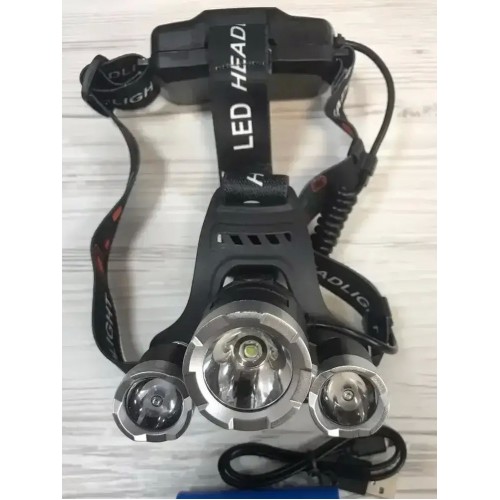 Ліхтарик налобний High Power HeadLamp 3xCree T6 з 3 діодами на акумуляторах + зарядка 12В на micro USB Ліхтарик налобний High Power HeadLamp 3xCree T6 з 3 діодами на акумуляторах + зарядка 12В на micro USB