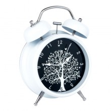 Годинник настільний Clock з будильником Моен Дерево Тихий хід 16х11,7х5,5 см Білий Чорний (16273)