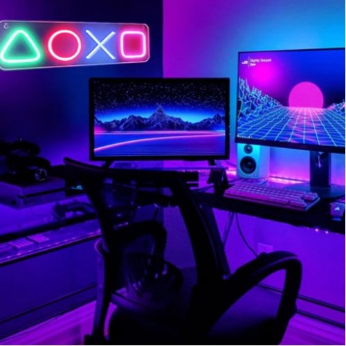 Настінний неоновий світильник нічник вивіска Angel PlayStation 42*13 см Настінний неоновий світильник нічник вивіска Angel PlayStation 42*13 см