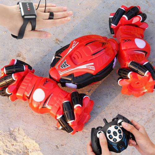 Трукова дрифт машинка перевертень 26см на радіокеруванні жестами та пультом YT Drift Stunt Car 510 звукові та світлові ефекти обертання на 360° Червона