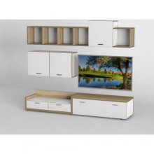 Стінка в вітальню Тиса Мебель Вітальня-220 Сонома Білий 1200x450x2190 мм