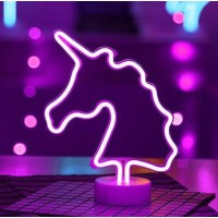 Настільний неоновий нічник Єдиноріг Pink Angel 23х31 см