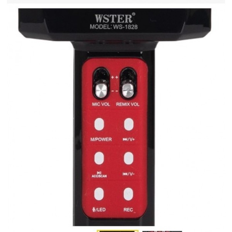 Мікрофон-караоке бездротовий WSTER WS-1828 White із функцією зміною голосу Чорний із сріблястим