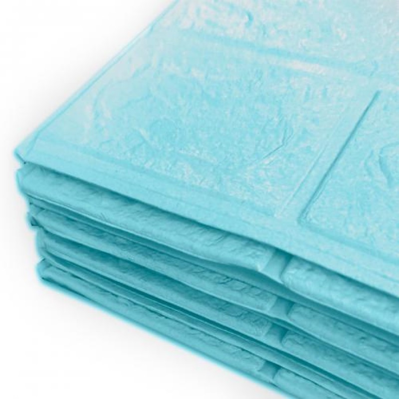 Самоклеюча декоративна 3D панель 3D Loft під бірюзову цеглу в рулоні 3080x700x3 мм