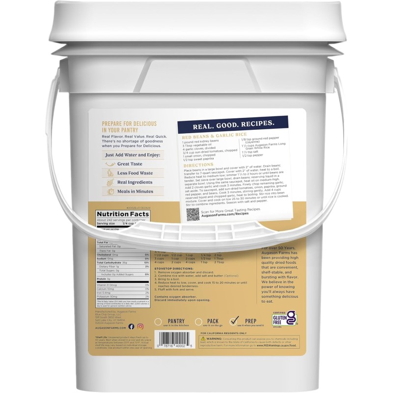 Рис білий довгозернистий з великим терміном придатності до 30 років Augason farms, 242 порції