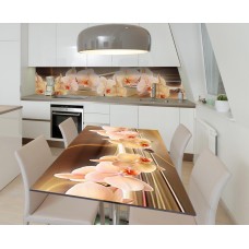 Наклейка 3Д вінілова на стіл Zatarga «Світло-персикова орхідея» 650х1200 мм