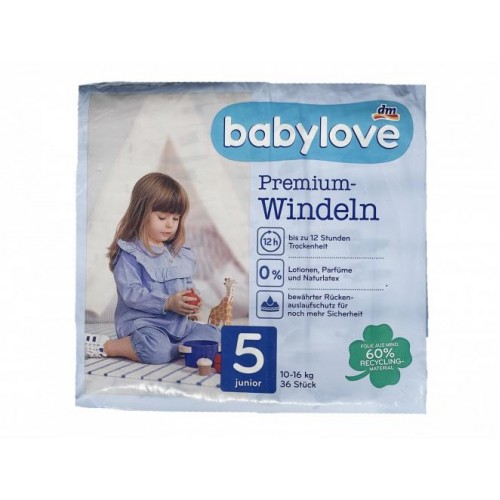 Дитячі одноразові підгузники Babylove Premium 5 Junior 10-16 кг 36 шт в інтернет супермаркеті PbayMarket!