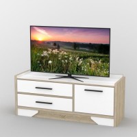Тумба під телевізор Тиса Мебель ТВ-402 Дуб сонома Білий 58x44x139 см