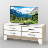 Тумба під телевізор Тиса Мебель ТВ-410 Дуб сонома Білий 68x44x156 см