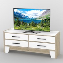 Тумба під телевізор Тиса Мебель ТВ-410 Дуб сонома Білий 68x44x156 см