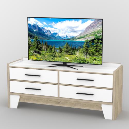 Тумба під телевізор Тиса Мебель ТВ-410 Дуб сонома Білий 68x44x156 см Тумба під телевізор Тиса Мебель ТВ-410 Дуб сонома Білий 68x44x156 см