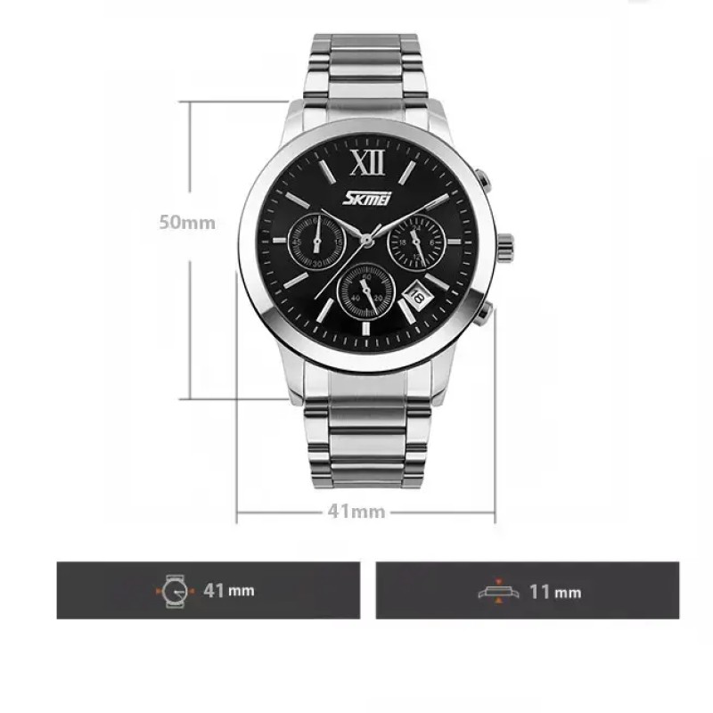 Чоловічий наручний годинник Skmei Tandem 9097 Сріблястий