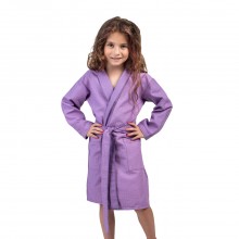 Дитячий вафельний халат Luxyart розмір 4-7 років 30-32 100% бавовна Бузковий (LS-194)