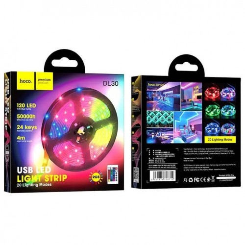 Світлодіодна стрічка з пультом HOCO DL30 підсвічування RGB 4 метри