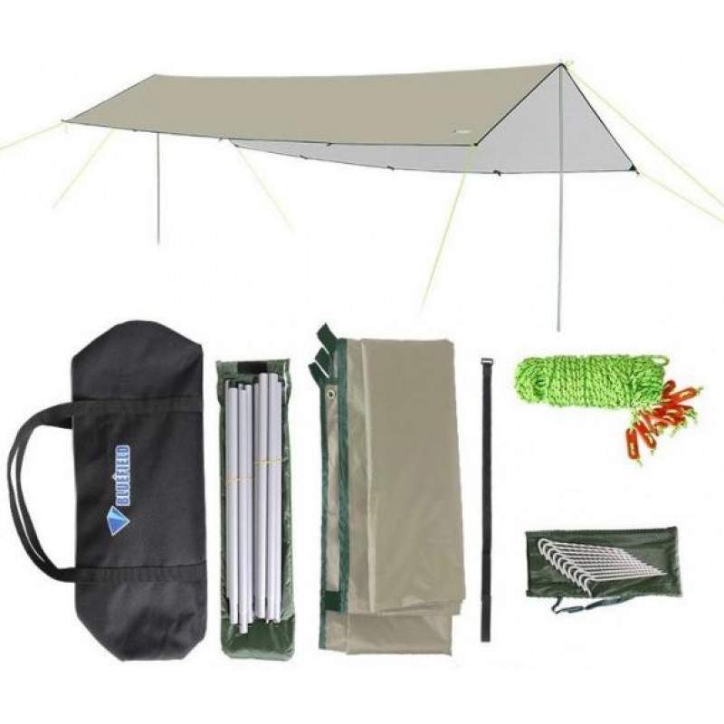 Тент туристичний Bluefield із стійками водонепроникний S 3х6 м Хакі світлий (050466)