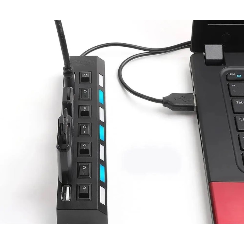 USB хаб концентратор з підсвічуванням TWS на 7 портів