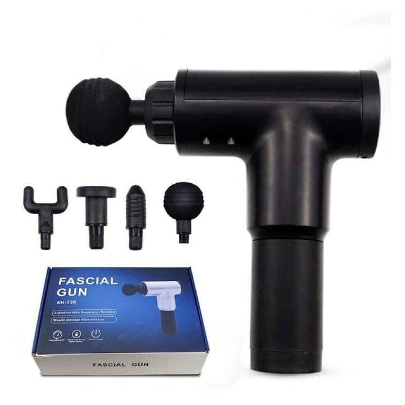 Масажер Для Тіла М'язовий Fascial Gun 320 Масажний Ударний Пістолет Чорний