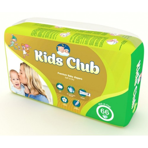 Дитячі підгузники Kids Club 3 Midi 4-9 кг 66 шт в інтернет супермаркеті PbayMarket!